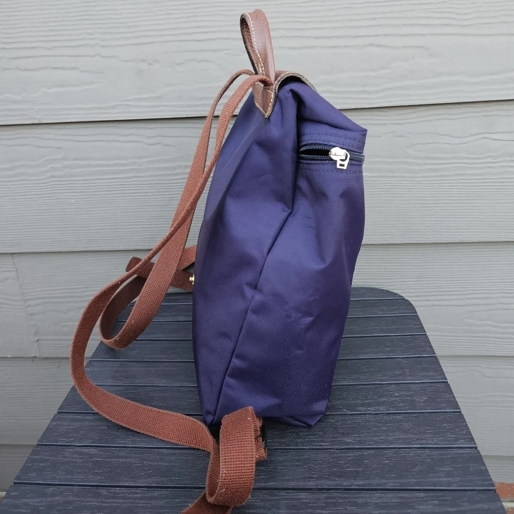 Longchamp Le Pliage Nylon Foldable Original Backpack Purple Brown 1011667